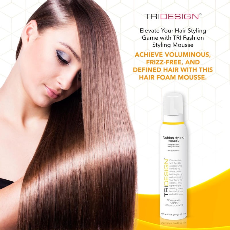 TRIDESIGN Tri Fashion Styling Mousse - 10 Fluid Ounce for Flexible Hold, Body, and Shine - Image 5